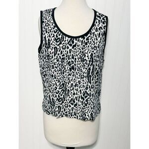 Nancy Bolen Women's Animal Print Sleeveless‎ Tank Top Petite Large Black & White